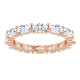 14K Gold Oval Lab-Grown Diamond Eternity Band – 5x3 mm Stones - Rose Gold - view 3