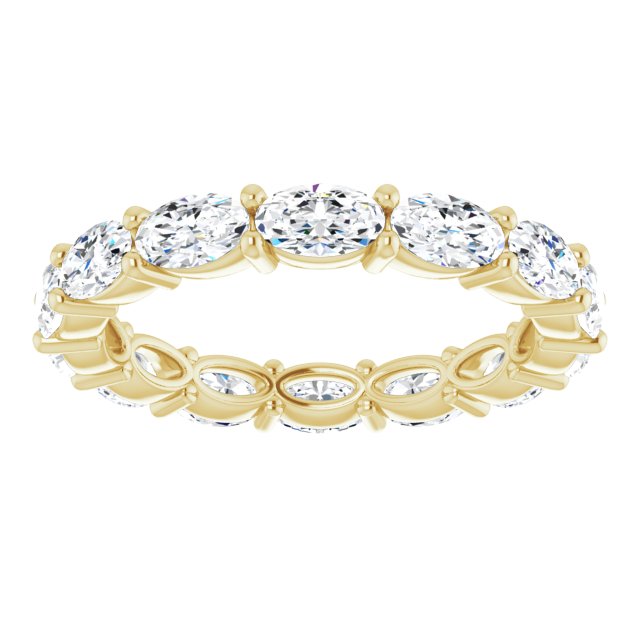 14K Gold Oval Lab-Grown Diamond Eternity Band – 5x3 mm Stones - Yellow Gold - view 3