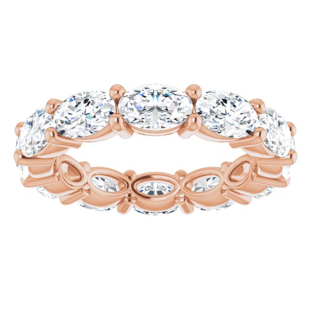 14K Gold Oval Lab-Grown Diamond Eternity Band – 6x4 mm Stones - Rose Gold - view 3