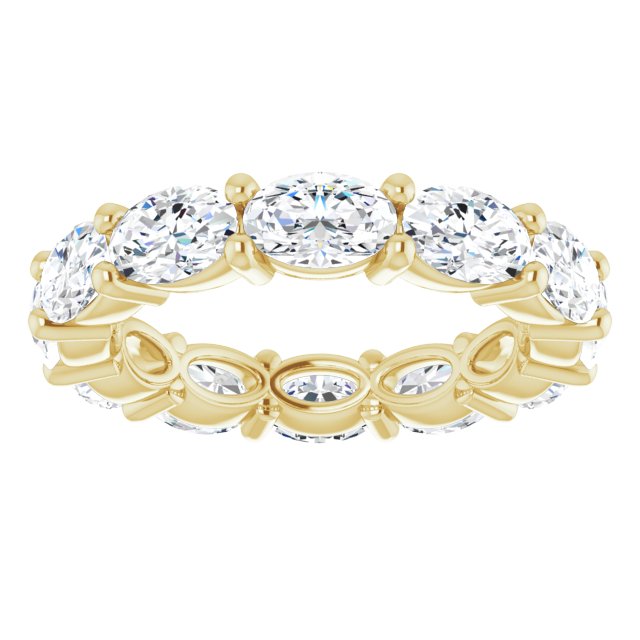 14K Gold Oval Lab-Grown Diamond Eternity Band – 6x4 mm Stones - Yellow Gold - view 3
