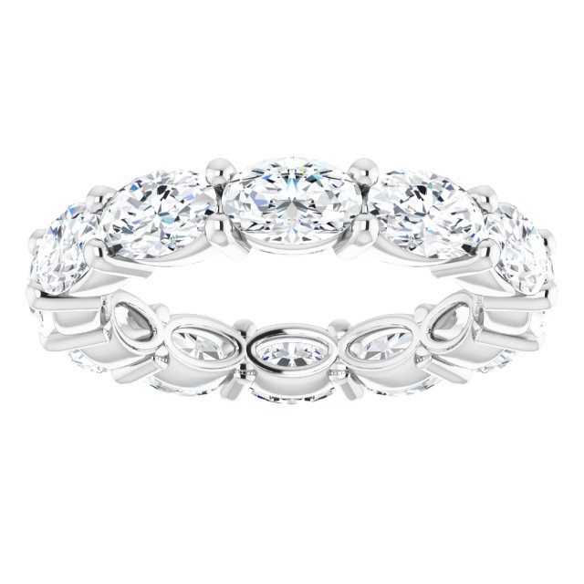 Platinum Oval Natural Diamond Eternity Band – 6x4 mm Stones - view 3