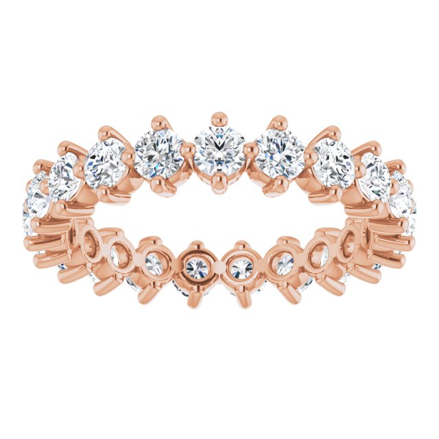 14K Gold Round Lab-Grown Diamond Eternity Band – 3 mm Stones - Rose Gold - view 3