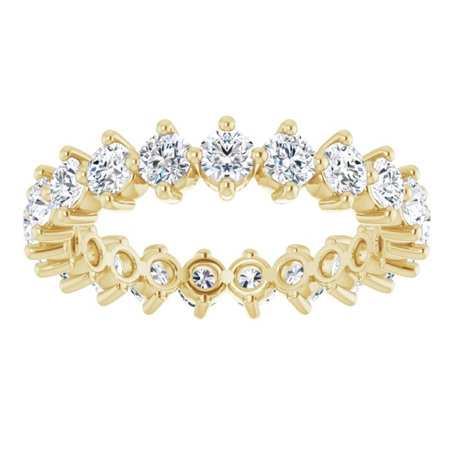 14K Gold Round Lab-Grown Diamond Eternity Band – 3 mm Stones - Yellow Gold - view 3
