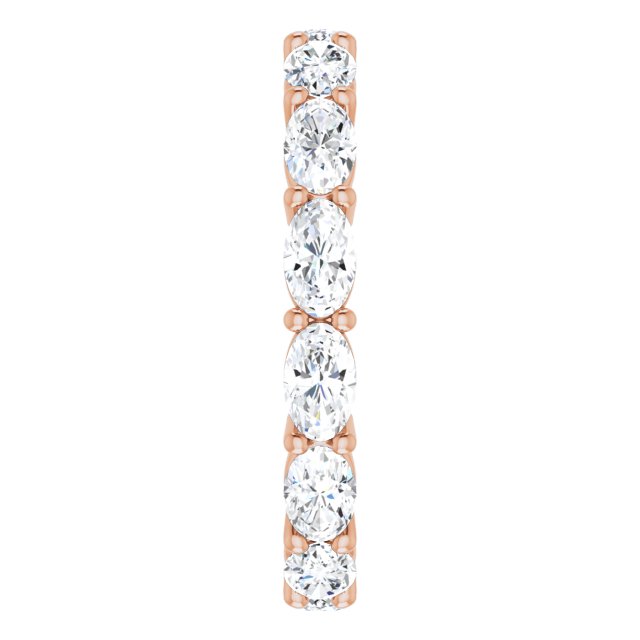 14K Gold Oval Natural Diamond Eternity Band – 5x3 mm Stones - Rose Gold - view 4