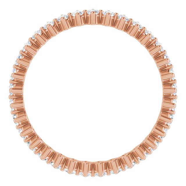 14K Gold Round Lab-Grown Diamond Eternity Band – 1.7 mm Stones - Rose Gold - view 2
