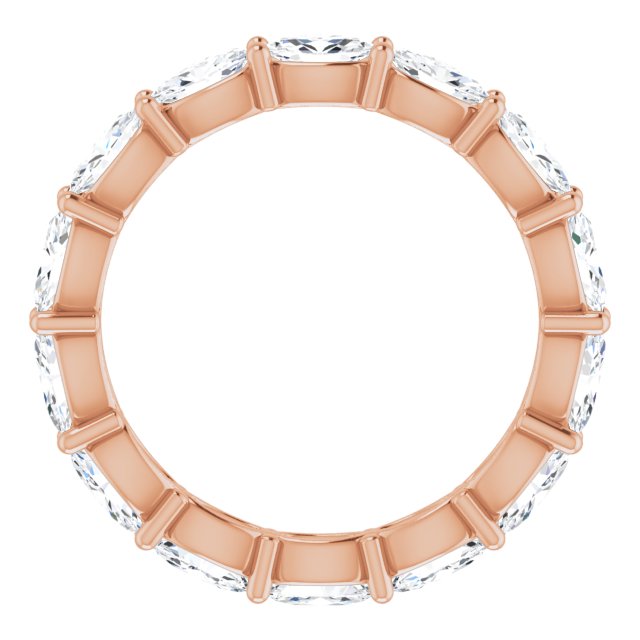 14K Gold Oval Natural Diamond Eternity Band – 5x3 mm Stones - Rose Gold - view 2