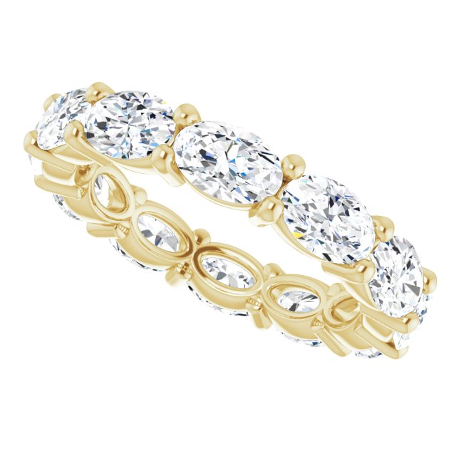 14K Gold Oval Lab-Grown Diamond Eternity Band – 6x4 mm Stones - Yellow Gold - view 5