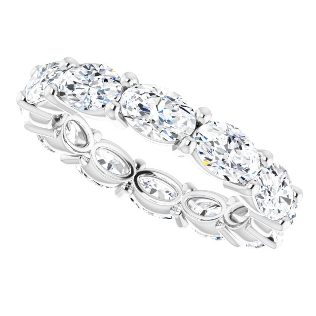 Platinum Oval Natural Diamond Eternity Band – 6x4 mm Stones - view 5