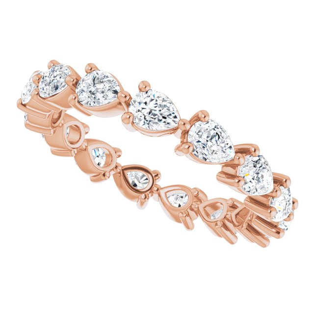 14K Gold Pear Lab-Grown Diamond Eternity Band – 4x3 mm Stones - Rose Gold - view 5