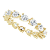 14K Gold Pear Natural Diamond Eternity Band – 4x3 mm Stones - Yellow Gold - view 5