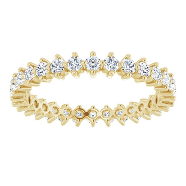 14K Gold Round Lab-Grown Diamond Eternity Band – 2 mm Stones - Yellow Gold - view 3