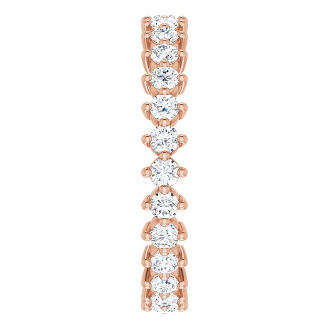 14K Gold Round Lab-Grown Diamond Eternity Band – 2.25 mm Stones - Rose Gold - view 4