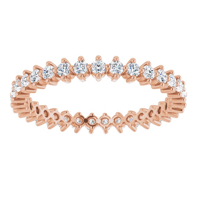 14K Gold Round Lab-Grown Diamond Eternity Band – 1.7 mm Stones - Rose Gold - view 3