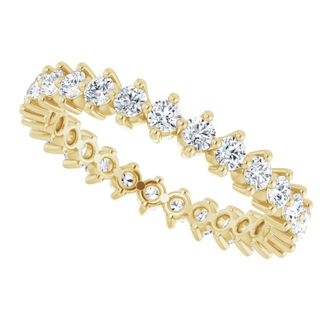 14K Gold Round Lab-Grown Diamond Eternity Band – 2.25 mm Stones - Yellow Gold - view 5