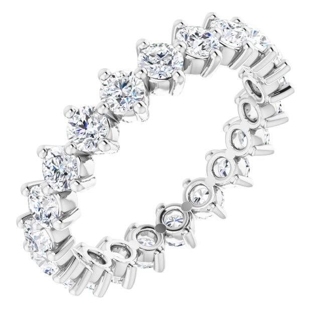 14K Gold Round Lab-Grown Diamond Eternity Band – 3 mm Stones - White Gold