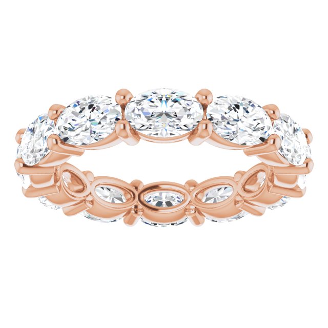 14K Gold Oval Lab-Grown Diamond Eternity Band – 6x4 mm Stones - Rose Gold - view 3