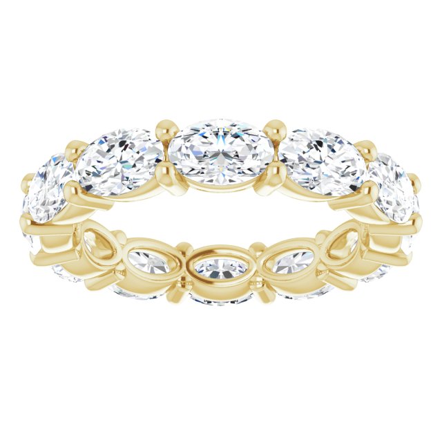 14K Gold Oval Lab-Grown Diamond Eternity Band – 6x4 mm Stones - Yellow Gold - view 3