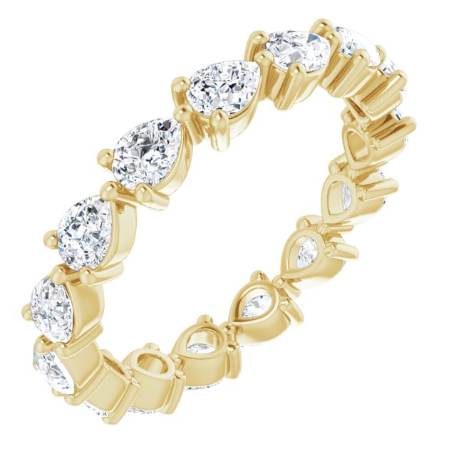 14K Gold Pear Lab-Grown Diamond Eternity Band – 4x3 mm Stones - Yellow Gold