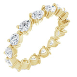 14K Gold Pear Natural Diamond Eternity Band – 4x3 mm Stones - Yellow Gold