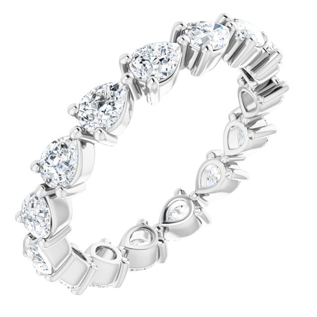 14K Gold Pear Natural Diamond Eternity Band – 4x3 mm Stones - White Gold