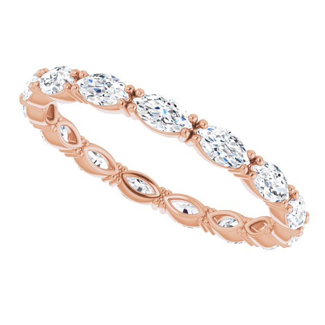 14K Gold Marquise Lab-Grown Diamond Eternity Band – 4.3x2.25 mm Stones - Rose Gold - view 5