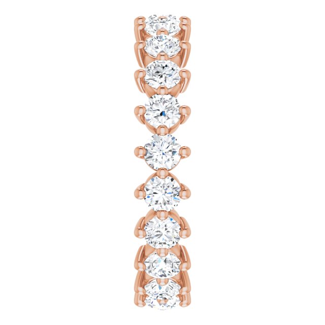 14K Gold Round Lab-Grown Diamond Eternity Band – 3 mm Stones - Rose Gold - view 4