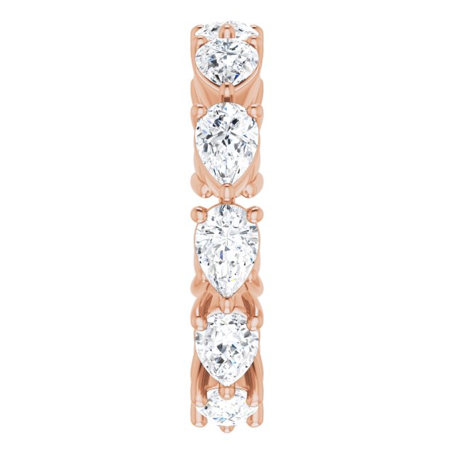14K Gold Pear Natural Diamond Eternity Band – 6x4 mm Stones - Rose Gold - view 4