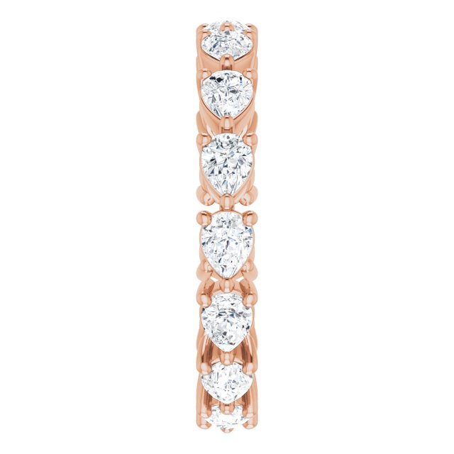 14K Gold Pear Lab-Grown Diamond Eternity Band – 4x3 mm Stones - Rose Gold - view 4