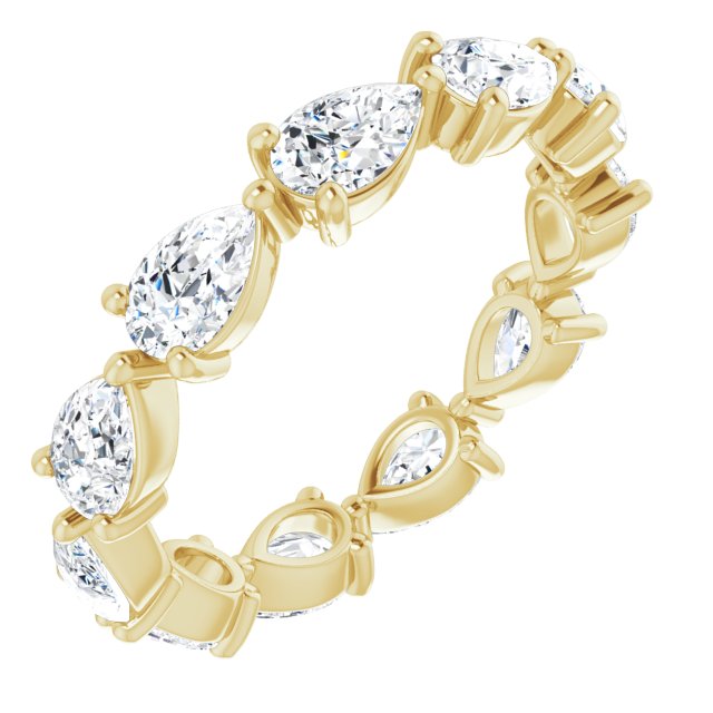 14K Gold Pear Natural Diamond Eternity Band – 5.5x3.5 mm Stones - Yellow Gold