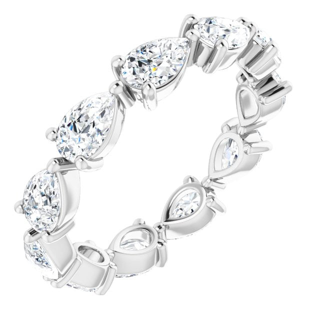 14K Gold Pear Natural Diamond Eternity Band – 5.5x3.5 mm Stones - White Gold