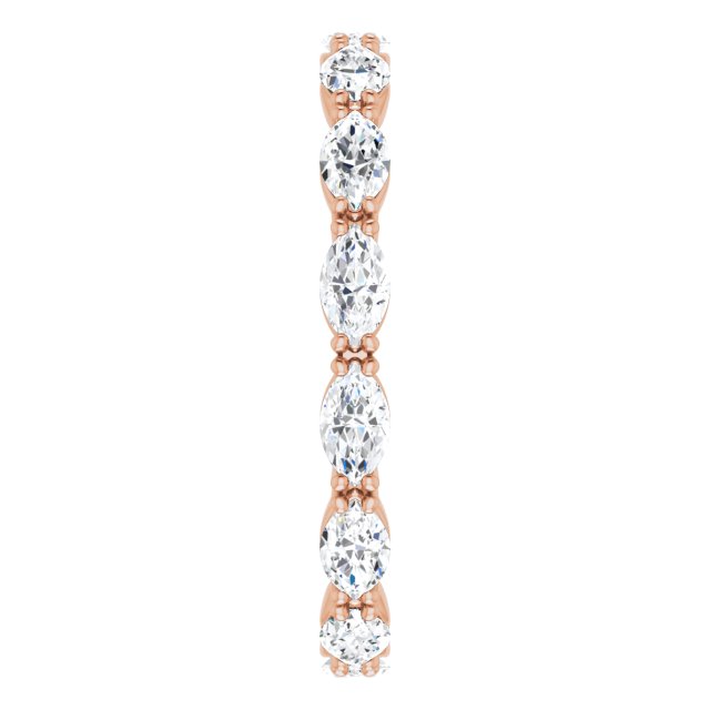 14K Gold Marquise Natural Diamond Eternity Band – 4.5x2.5 mm Stones - Rose Gold - view 4