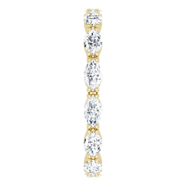 14K Gold Marquise Natural Diamond Eternity Band – 4.5x2.5 mm Stones - Yellow Gold - view 4
