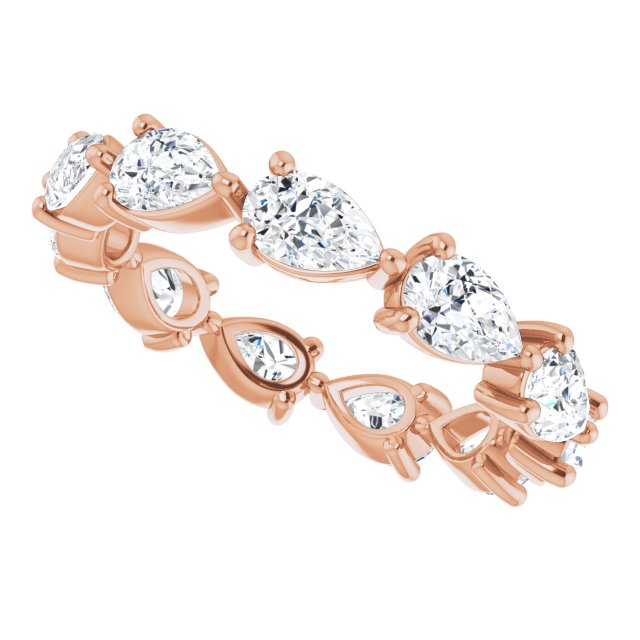 14K Gold Pear Natural Diamond Eternity Band – 5.5x3.5 mm Stones - Rose Gold - view 5