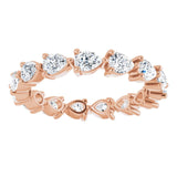 14K Gold Pear Natural Diamond Eternity Band – 4x3 mm Stones - Rose Gold - view 3