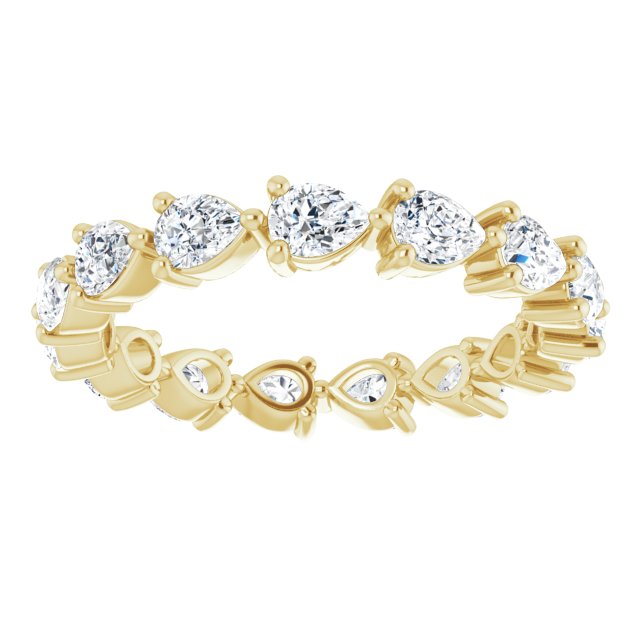 14K Gold Pear Lab-Grown Diamond Eternity Band – 4x3 mm Stones - Yellow Gold - view 3