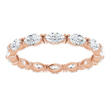14K Gold Marquise Natural Diamond Eternity Band – 4.5x2.5 mm Stones - Rose Gold - view 3