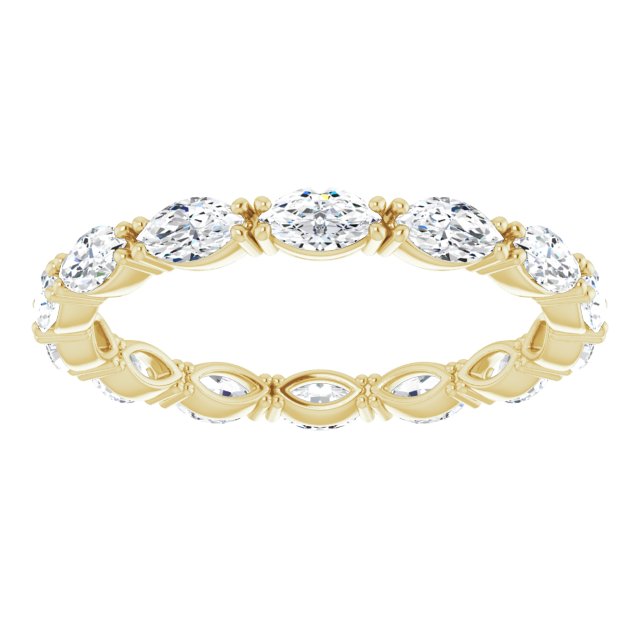 14K Gold Marquise Natural Diamond Eternity Band – 4.5x2.5 mm Stones - Yellow Gold - view 3