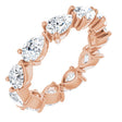 14K Gold Pear Natural Diamond Eternity Band – 6x4 mm Stones - Rose Gold