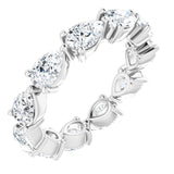 14K Gold Pear Lab-Grown Diamond Eternity Band – 6x4 mm Stones - White Gold