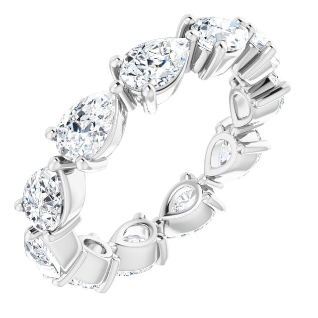 14K Gold Pear Lab-Grown Diamond Eternity Band – 6x4 mm Stones - White Gold