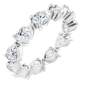 Platinum Pear Natural Diamond Eternity Band – 6x4 mm Stones