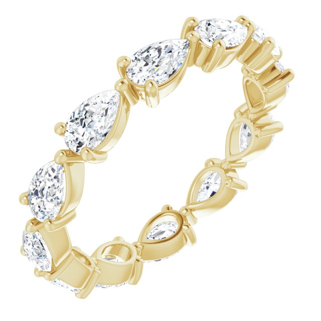 14K Gold Pear Lab-Grown Diamond Eternity Band – 5x3 mm Stones - Yellow Gold