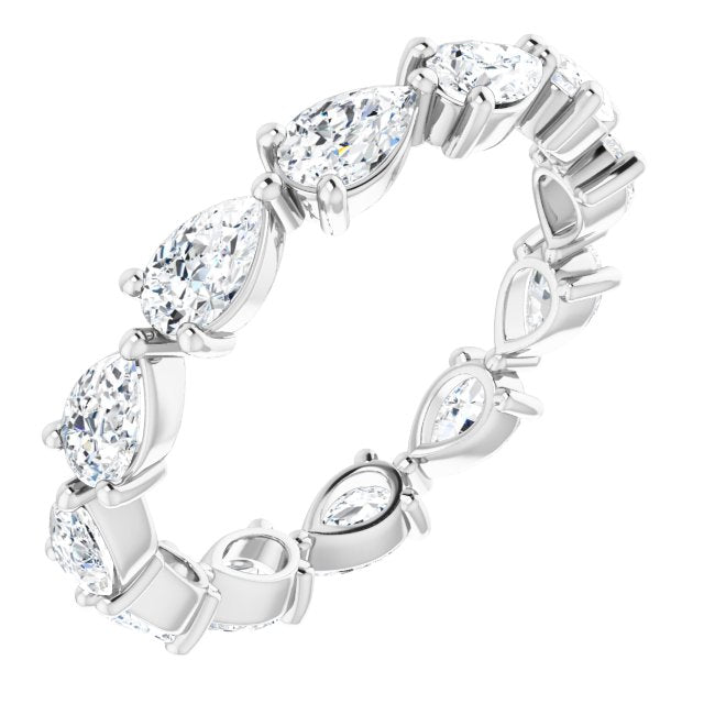 14K Gold Pear Natural Diamond Eternity Band – 5x3 mm Stones - White Gold