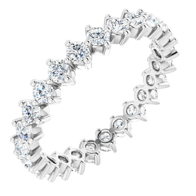 14K Gold Round Natural Diamond Eternity Band – 2.5 mm Stones - White Gold