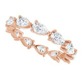 14K Gold Pear Natural Diamond Eternity Band – 5x3 mm Stones - Rose Gold - view 5