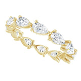 14K Gold Pear Natural Diamond Eternity Band – 5x3 mm Stones - Yellow Gold - view 5