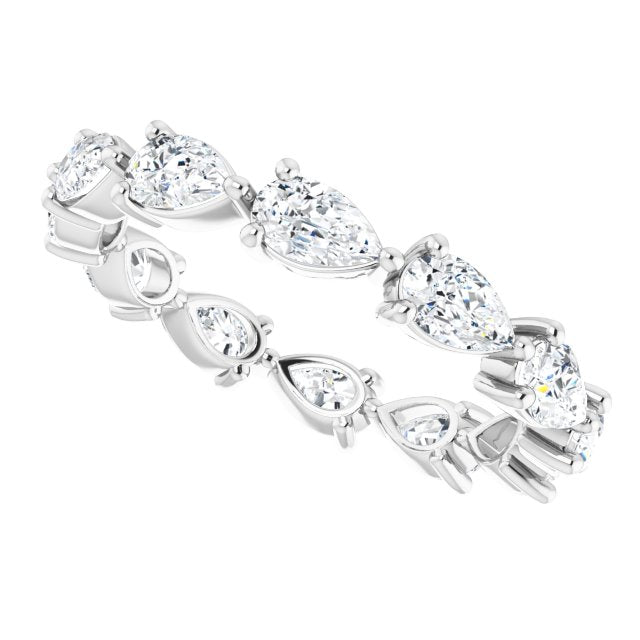 Platinum Pear Natural Diamond Eternity Band – 5x3 mm Stones - view 5