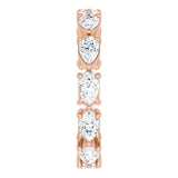 14K Gold Pear Natural Diamond Eternity Band – 5x3 mm Stones - Rose Gold - view 4