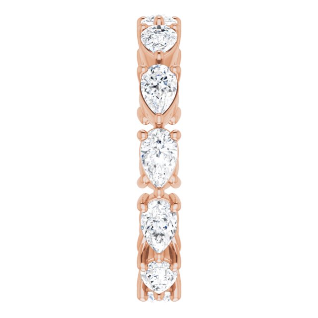 14K Gold Pear Natural Diamond Eternity Band – 5x3 mm Stones - Rose Gold - view 4