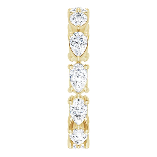 14K Gold Pear Natural Diamond Eternity Band – 5x3 mm Stones - Yellow Gold - view 4